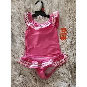 Toddler Girls Pink 2 piece Swim Suit 2T NWT Tankini. Upf 50+